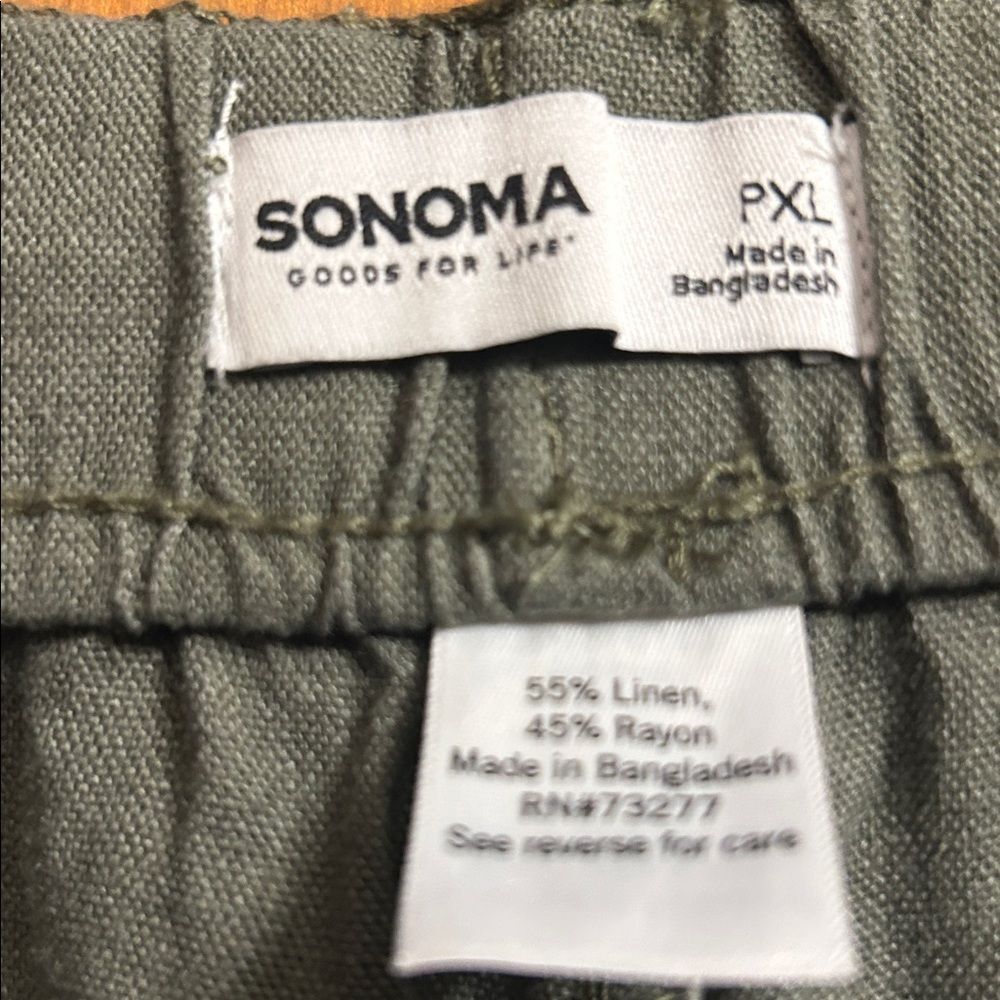 NWOT!! Petite Sonoma Goods For Life® Linen Wide Leg Ankle Pants, Olive, XL - Picture 4 of 7